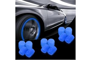 FEKEY&JF Fluorescent Car Tire Valve Stem Caps, 12PCS Auto Luminous Illuminated Wheel Valve Cover, Corrosion Resistant Glow in The Dark, Car Decor Accessories for Motorcycles, SUV, Trucks, Car (Blue)