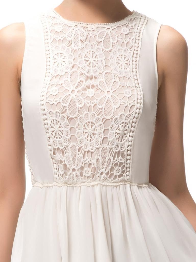Amazon ドレスウイェ Doresuweホワイトレースシフォンノースリーブワンピース 並行輸入品 ホワイト Xl ワンピース チュニック 通販
