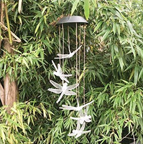 Gotian LED Solar Powered Dragonfly Wind Chimes Light Home Garden Hanging Lamp Decor, Great for Brightening and Embellishing Your Balcony, Garden, Pathway and Child Room