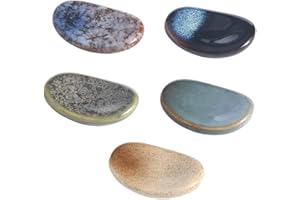 Small Ceramic Spoon Rest 5 pcs (0.55" x 1.45" x 2.16"), Spoon Rest for Stove Top,Heat Resistant Porcelain Spoon Utensil Holde