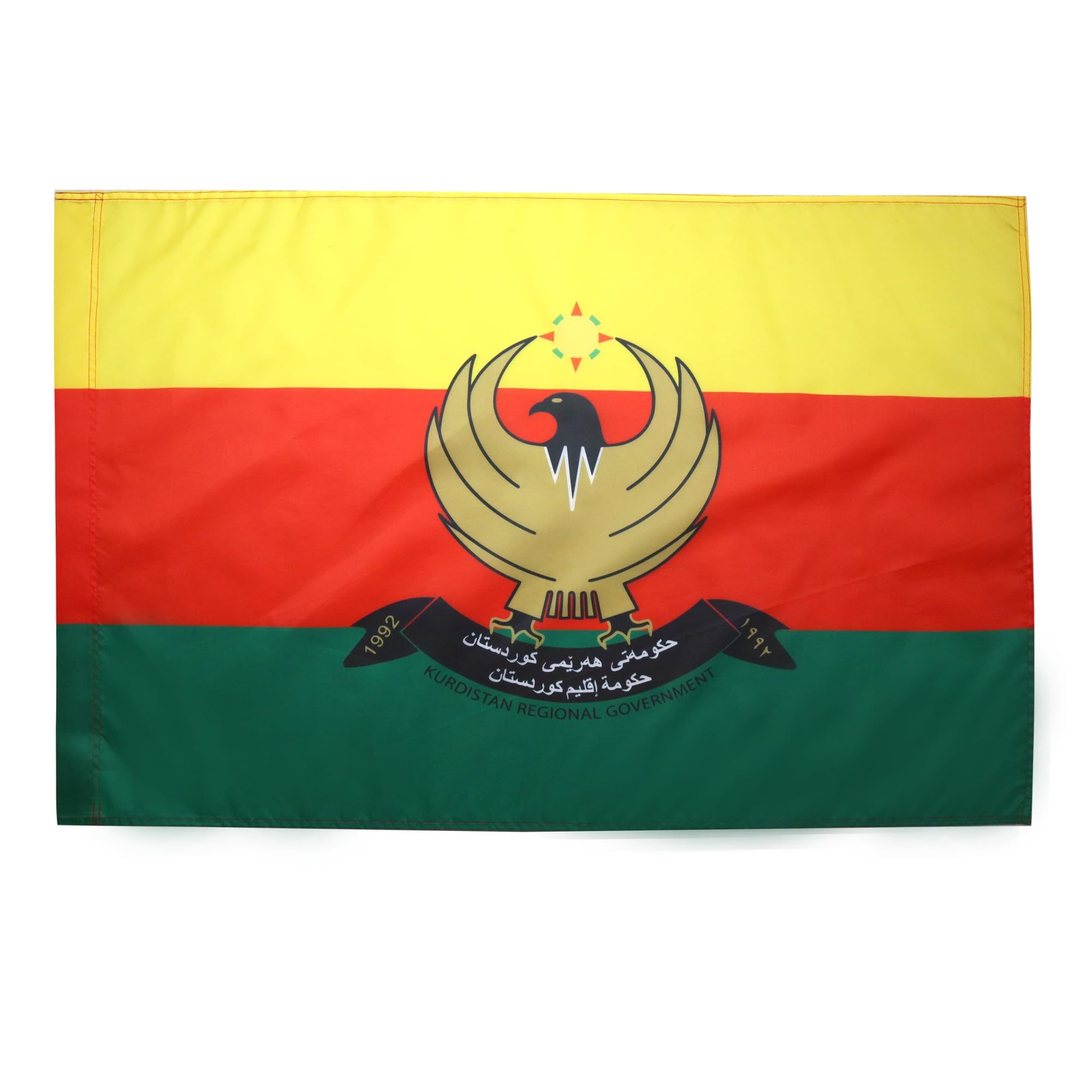 AZ FLAG - Western Kurdistan Flag - 2x3 Ft - Rojava Banner with Sleeve - 100% Polyester - Fade Resistant - Vivid Colors - 2' x 3' Feet - 90x60 Cm