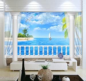 Suwhao Papel Pintado Mural Personalizado Pintura 3D Hd Vista Al Mar