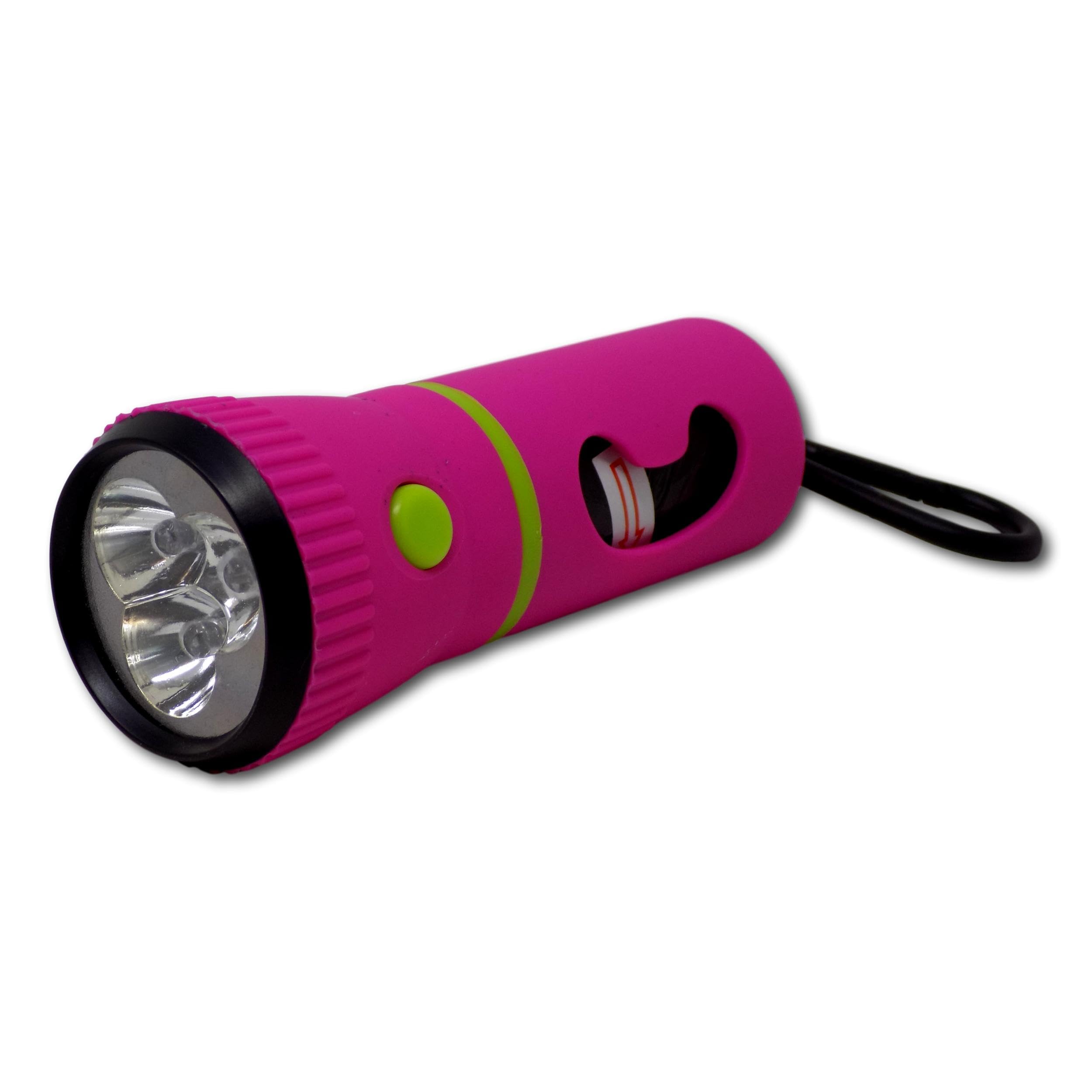 Minder Walk-Safe Dog Walking Torch with Bio-Degradable Eco Lightly Scented Fragrance Dog Walking Poop Bags (Pink)