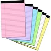 Small Legal Pads 5x8 Colored, 6 Pack Note Pads 5x8, Perforated Pink Legal Pad College Ruled, Lined Paper Pads 5x8 Notebook Pad, 30 Sheets per Notepad, Mini Purple Legal Pads 5x8 for Office School Home