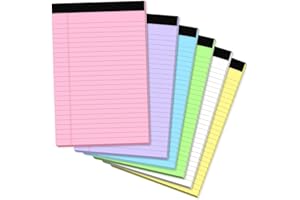 PINJINGPRO Small Legal Pads 5x8 Colored, 6 Pack Note Pads 5x8, Perforated Pink Legal Pad College Ruled, Lined Paper Pads 5x8 Notebook Pad, 30 Sheets per Notepad, Mini Purple Legal Pads 5x8 for Office School Home