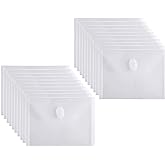 YESSART 5x7 Small Plastic Envelopes Receipt Check Storage File Holder Case 20 Pack Hook & Loop Closure