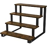 YINMIT Wooden Display Riser Stand,15.75 Inch Tiered Perfume and Cologne Organizer Stand, 4 Tier Spice Rack Organizer, Rustic Display Shelf for Cupcake, Figures, Candles (4 Tier Brown, 15.75 In)