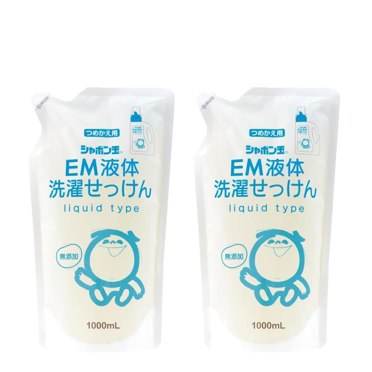 シャボン玉石けん 無添加 EM液体洗濯せっけん 詰め替え用 1000mL｜環境にやさしい 天然成分 洗濯石鹸 ドラム式・全自動対応｜日本橋採用 石けん 無香料商品画像