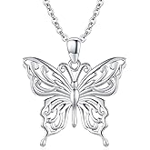 CUOKA MIRACLE Opal Butterfly Necklace for Women 925 Sterling Silver Dainty Cute Butterfly Charm Jewelry Delicate Pendant Butterfly Necklace Birthday Christmas Gift for Wife Girlfriend Mom Teen