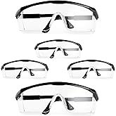 EYEGLASSTOR 5 Pack Safety Glasses & Goggles,Anti-Scratch Protective Eyewear,Wrap-Around Design,Clear Eye Protection for Men Women Kids,Ideal for Work,Lab Safety,Shooting,Woodworking,Cycling