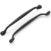 Hickory Hardware 1 Pack Solid Core Kitchen Cabinet Pulls, Luxury Cabinet Handles, Hardware for Doors &amp; Dresser Drawers, 8-13/16 Inch (224mm) Hole Center, Black Iron, Refined Rustic Collection