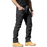 FLYFIREFLY Men's Tactical Cargo Pants Water Resistant Ripstop Outdoor Quick Dry Hiking Work Pants with Pockets(No Belt)