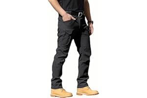 FLYFIREFLY Men's Tactical Cargo Pants Water Resistant Ripstop Outdoor Quick Dry Hiking Work Pants with Pockets(No Belt)