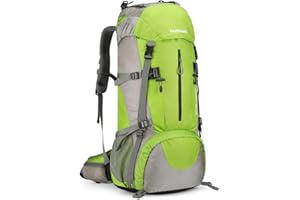 HongXingHai 70L Camping Hiking Backpack with Rain Cover Waterproof Backpacking Backpack for Hiking Treeking Climbing Outdoor (Green)