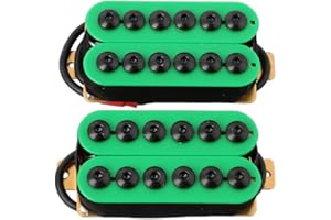 LYWS 2PCS Ceramic Magnet Invader Style Guitar Humbucker Pickup Bridge & Neck (Green+Green)