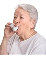 Wallmonkeys Senior Woman with Asthma Inhaler Peel and Stick Wall Decals WM335116 (48 in H x 41 in W)