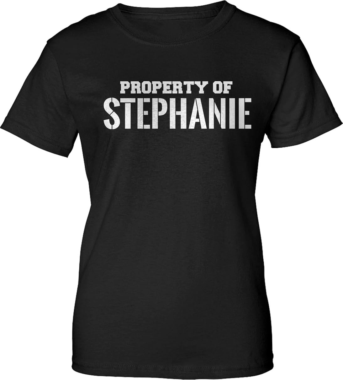 Property of STEPHANIE Womens Ladies Black TShirt e2 M Amazon.ca