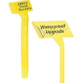 DaTpuik Yellow 30 Pack Outdoor Tall Plant Label, Large Waterproof Plastic Plant T-Type Tags, Durable Nursery Garden Markers, Perfect for Herbs, Flowers, Vegetable with Marking Pen (Height 11.8'')