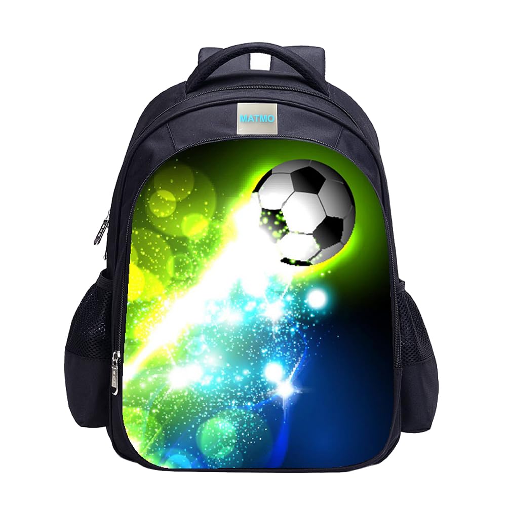 MATMO Boys Football Backpack Soccer Print Cool Pattern School Bag, Soccer Bag 9, One Size