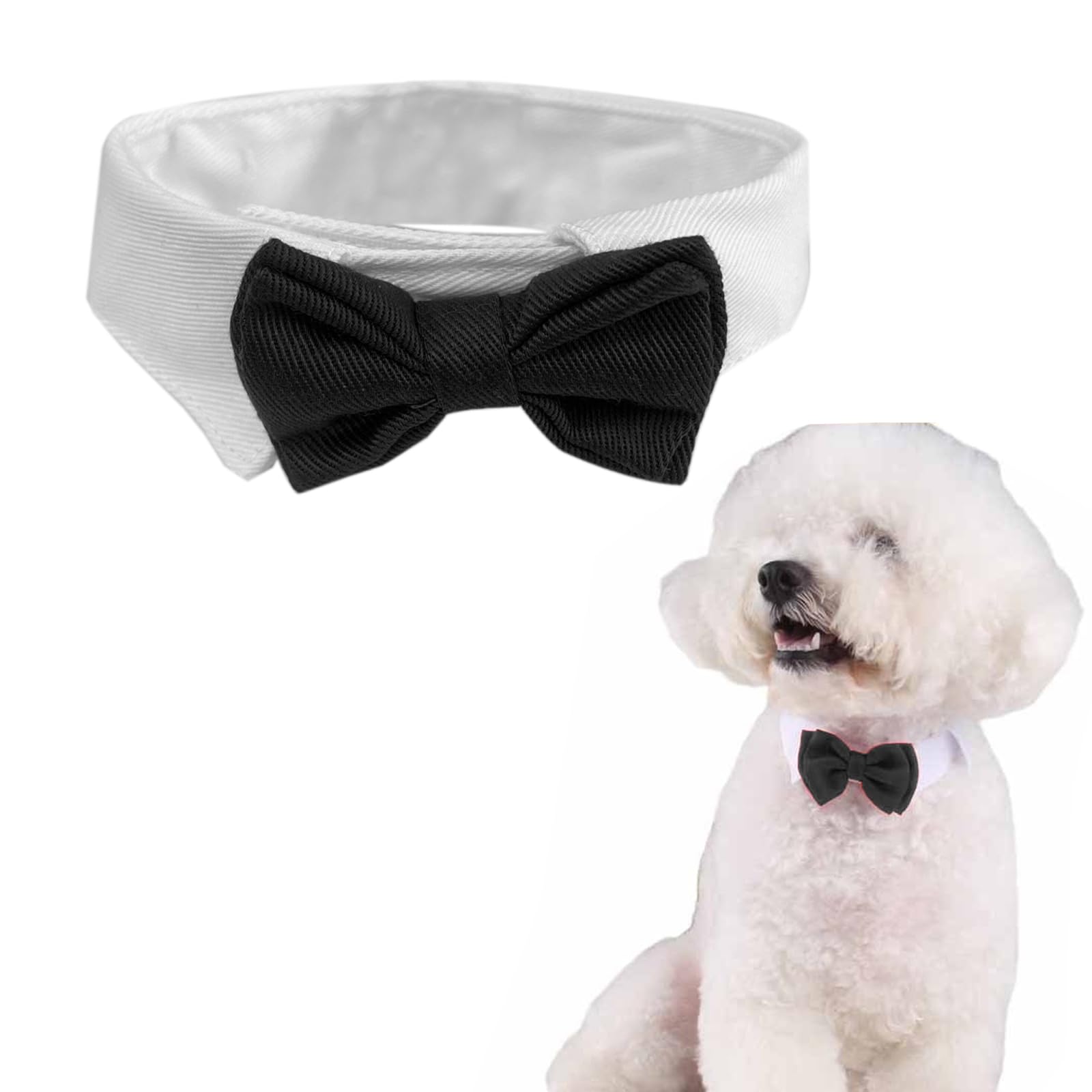 SUNTRADE Adjustable Formal Pet Bowtie Collar Neck Tie for Dogs and Cats Wedding Grooming Costumes (S, Black)