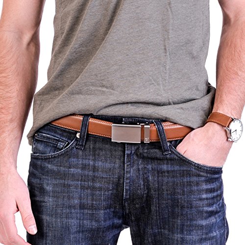 Mission Belt Men's Ratchet Belt - Alloy Buckle / Tan Brown Strap, Large (36 - 38)