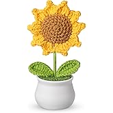 socathey Crochet Flowers - Artificial Sunflower Giifts for Women - Handmade Knitted Flower for Car Dashboard Decor - Office Desk Home Decoration - Funny Gifts on Birthday Christmas