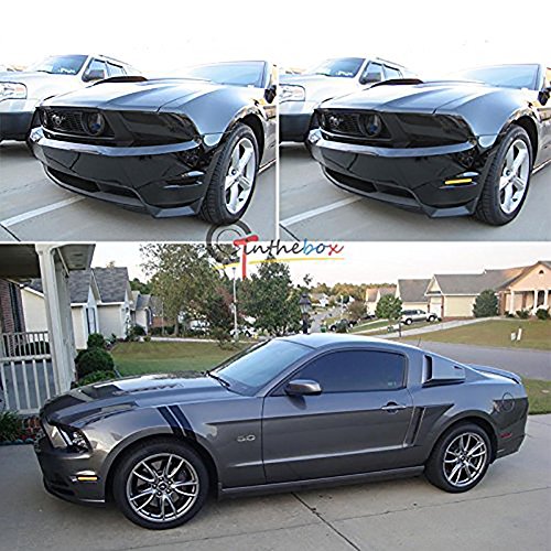 GTINTHEBOX (2) Smoked Lens Front Side Marker Lamps w/Amber LED Lights Lamps For 2010-2014 Ford Mustang front bumper