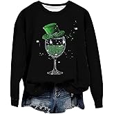 GOKKILRW Womens Green St Patricks Day Sweatshirts Rave Party Long Sleeve Casual Pullover Tops Carnival Crewneck Irish Shirts