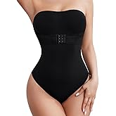 USEASY Seamless Waist Shapewear Black Body Shaper Strapless Shapewear Body Sculpting Bodysuit