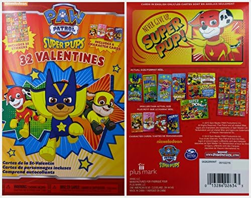 Paw Patrol Super Pups 32 Valentine Cards with 8 Free Character Cards and 35 Stickers