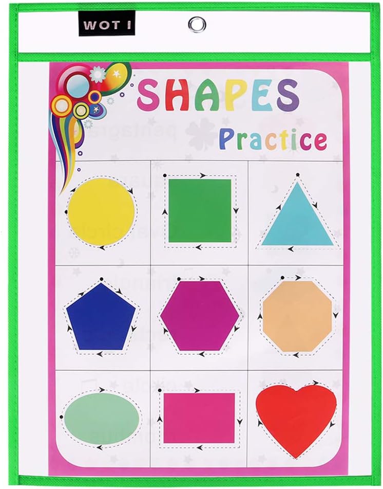 Dry Erase Pockets 20 Set Dry Erase Sleeves Oversized 10 x 14 Inches Teacher-Supplies- for-Classroom-Reusable-Dry-Erase-Pockets-Sleeves Assorted Colors WOT I : Office Products