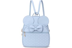 KL928 Girls Mini Backpack Bowknot Polka Dot Cute Daypacks Convertible Shoulder Bag Purse for Women (L.Blue)
