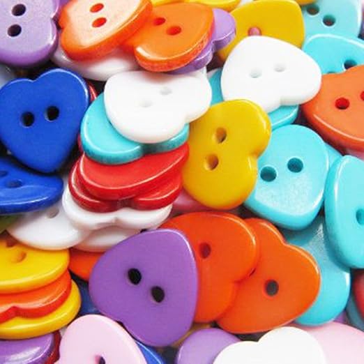 Hosaire 100x Knöpfe Kreative Kunststoff Herz Zweiloch Farbig Knopf
