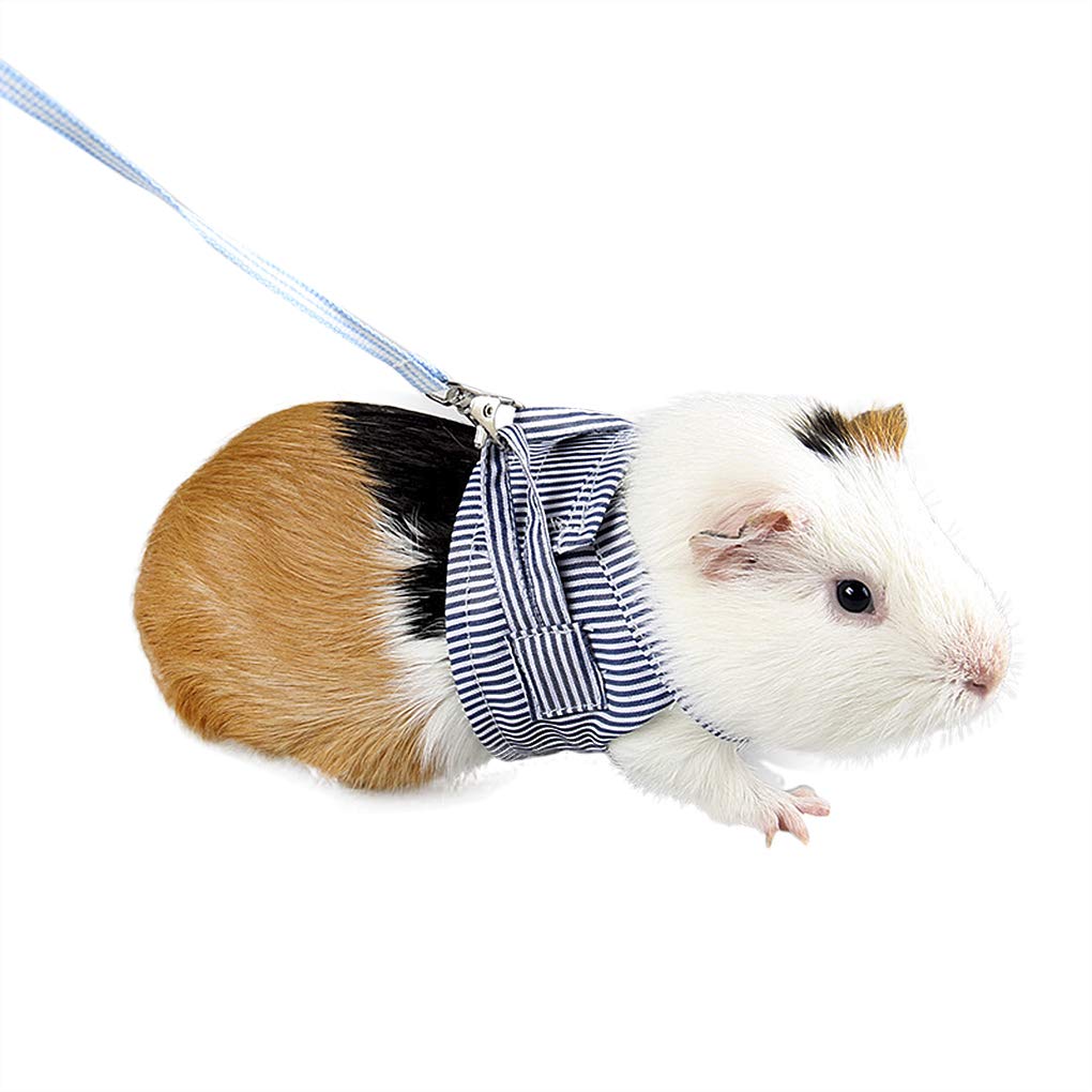 FakeFace Guinea Pigs Safety Harness Soft Adjustable Stripe Pet Outdoor Walking Harness Vest Lead Rope for Rats Hamster Hedgehogs Ferrets Squirrels Small Animal Pet Training or Walking