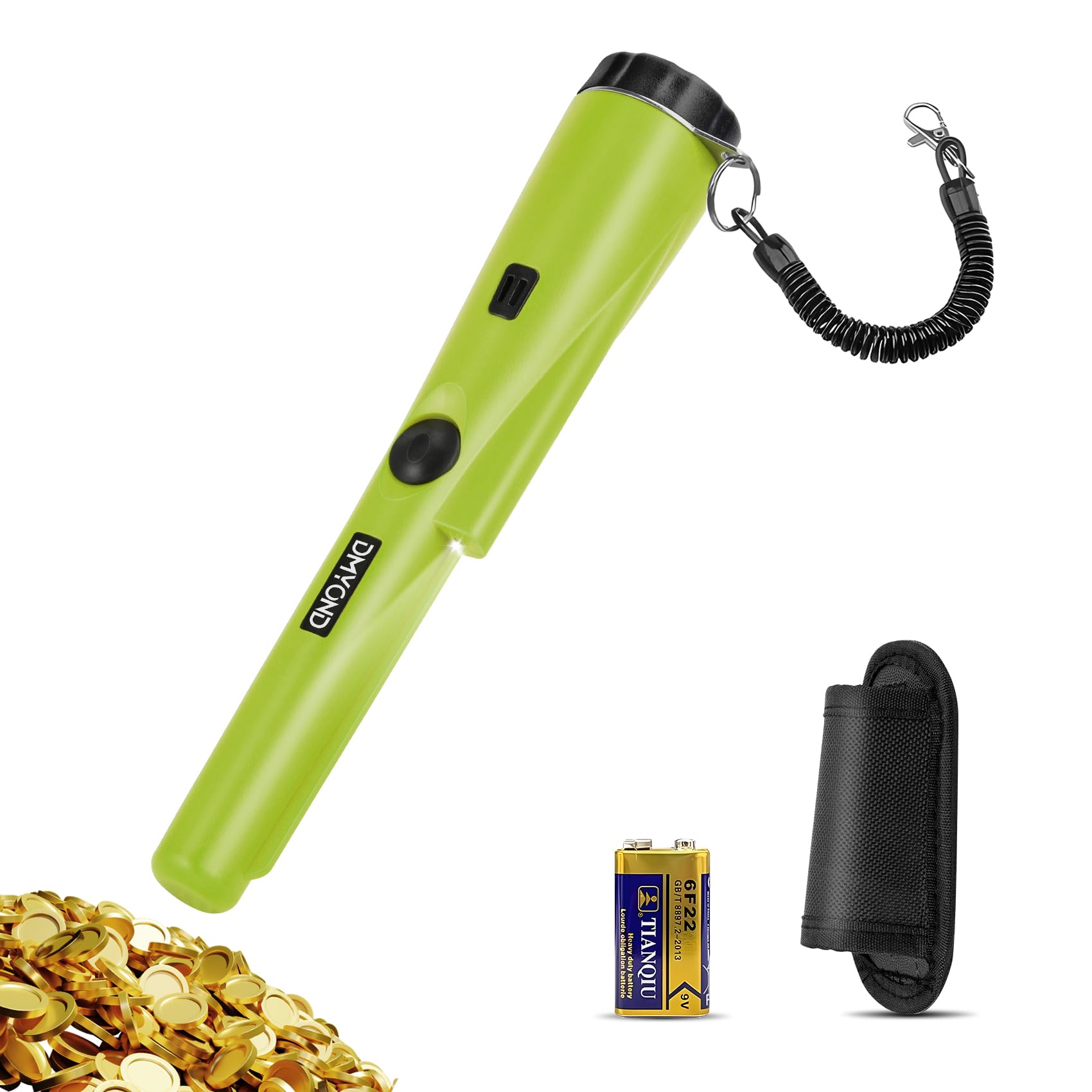 Photo 1 of Dmyond Metal Detector Pinpointer, Professional Waterproof Handheld Pin Pointer Wand, Search Treasure Pinpointing Finder Probe with 9V Battery for Adults, Kids, Green