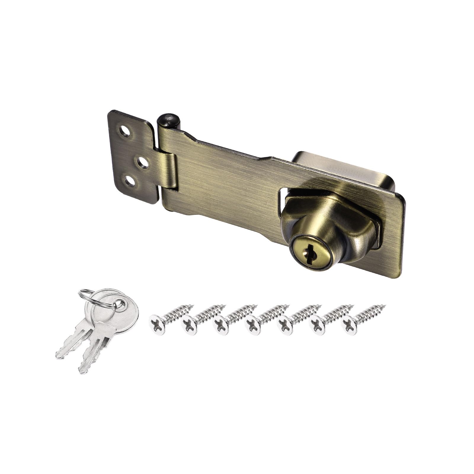 PATIKIL Keyed Hasp Locks, 4 Inch Twist Knob Locking Hasp Zinc Alloy Safety Hasp Latches with Keys Keyed Different for Cabinet Small Door, Bronze