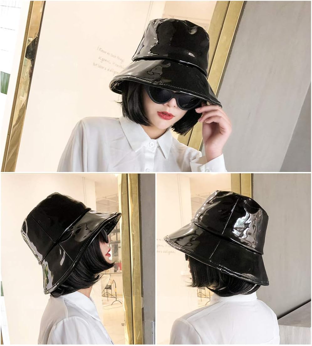 Women's Rain Hats Waterproof Rain Hat Wide Brim Bucket Hat Rain Cap Foldable and Portable, Easy to Carry (Black) at  Women’s Clothing store