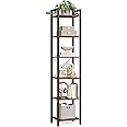 VASAGLE 6-Tier Bookshelf, Bookcase with Steel Frame, Book Shelf for Living Room, Home Office, Study, 11.8 x 15.7 x 73.2 Inches, Industrial Style, Rustic Brown and Ink Black ULLS101B01