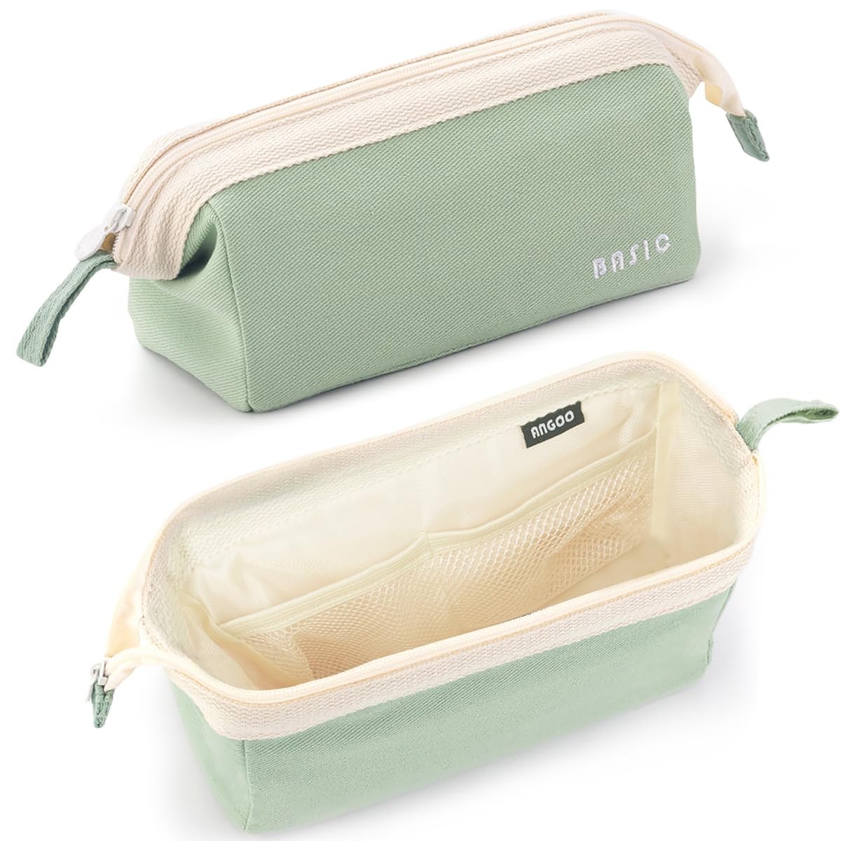 Pencil Case Large Capacity, Wide Opening Pencil Case with Handle Zipper for Girls Boys Men Women, Portable Pencil Pen Bag Pouch Stationery Storage Organizer for School Office College Students (Green)