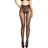 Women Sheer Shiny Seamless Pantyhose High Waist Tights for Women Shimmer Stockings 15D