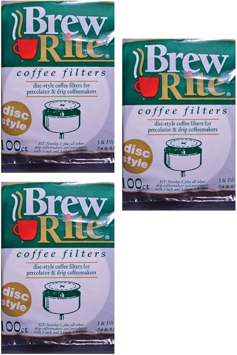 Amazon.com: Brew Rite Disc Coffee Filter 100 Ct. (Pack of 3): Kitchen ...