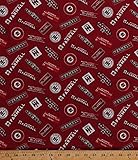 Cotton McCormick Farmall Logos International Harvester Farming Farms Farmer Country Red Cotton Fabric Print by The Yard (10177)