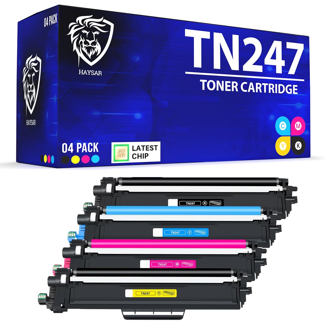 Brother Printers TN-243 TN-247 CMYK Replacement Toner Cartridge 4-Pack Black & CMY Compatible With TN247 TN243 L3510CDW L3517CDW L3550CDW L3210CW L3230CDW L3270CDW L3290CDW L3710CW L3730CDN L3750CDW