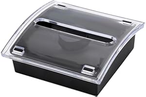 AUECOOME 1 Pcs Pop Up Sticky Note Dispenser Sticky Note Holder Pop Up Note Dispenser Transparent Top for 3 x 3 Inch Sticky Notes School Office Home Store Black Base Clear Top (1)