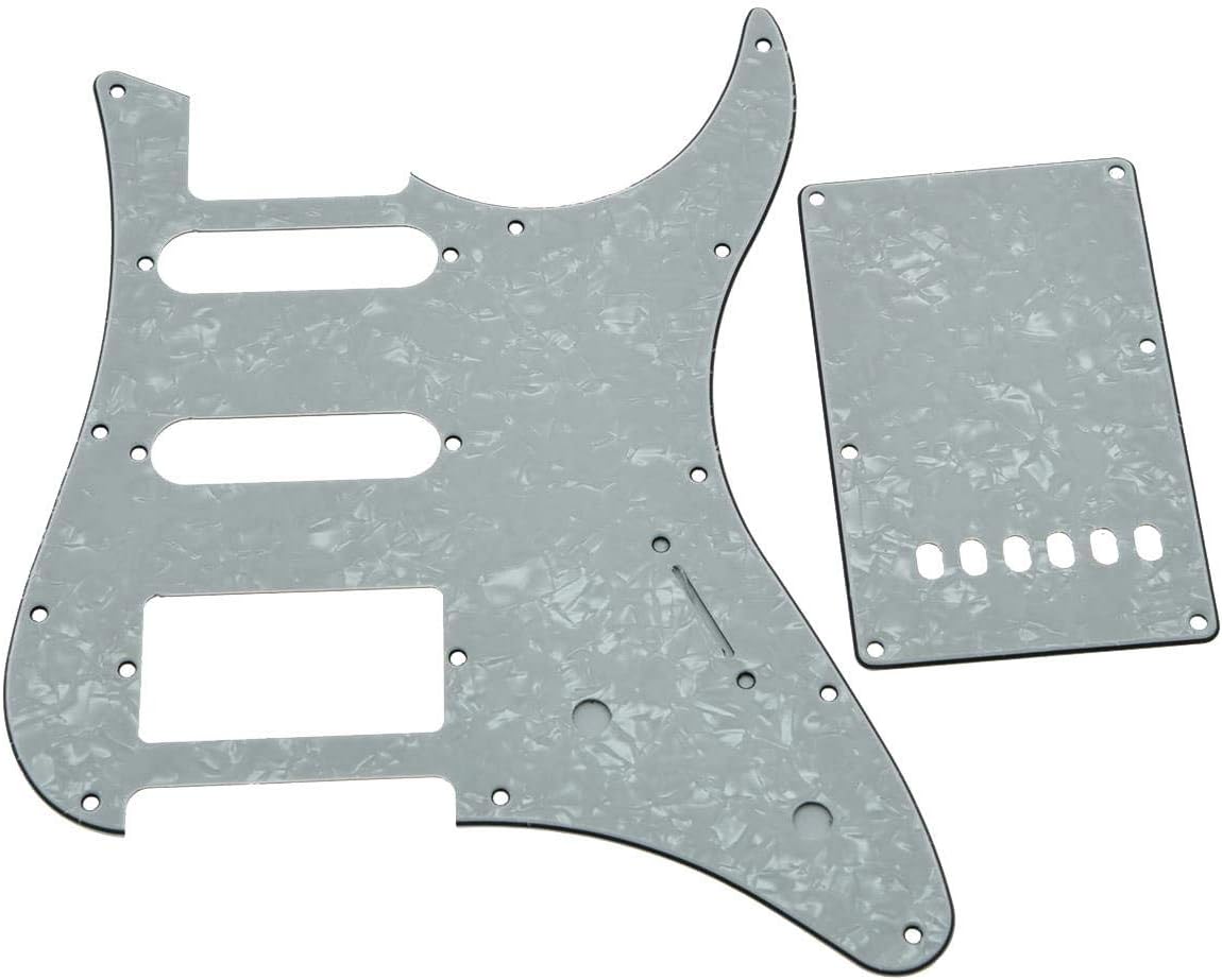 KAISH White Pearl Guitar HSS Pickguard with Trem Back Plate for Yamaha PACIFICA Guitar
