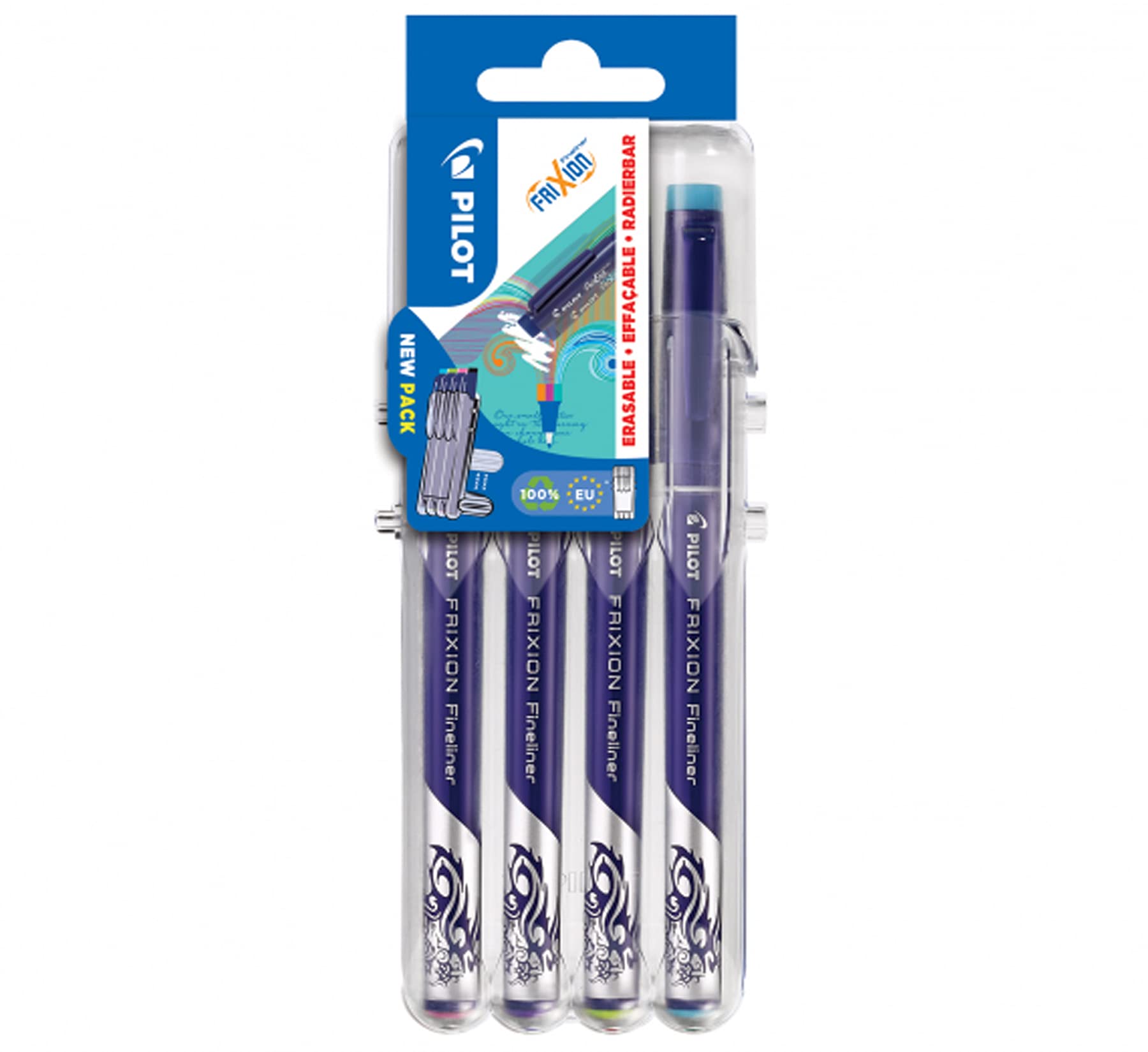 Pilot FriXion Erasable Fineliner Set of 4 Assorted Colours Fine Tip