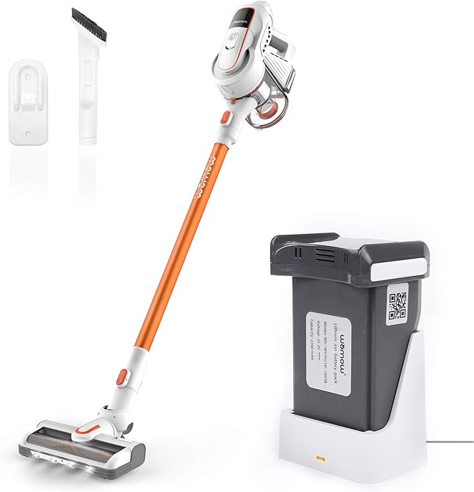 Womow Cordless Vacuum Cleaner, 2 Detachable Batteries with 16Kpa