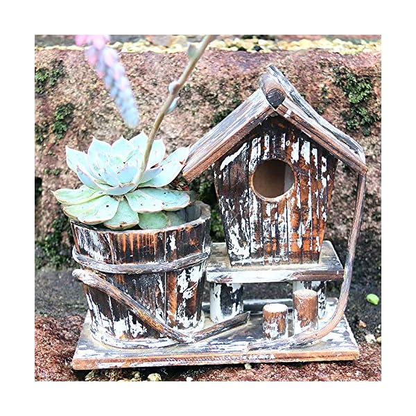 SXWDLHB Fatto A Mano in Legno Bird House Solid Succulente Vaso di Fiori in Vaso Creativo Birdhouse 25 * 12 * 22cm