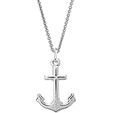Ritastephens Sterling Silver Shiny Mariner Cross Anchor Charm Pendant Necklace (18, 20, 24 Inches)