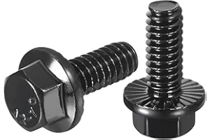 uxcell 10Pcs 1/4-20 x 5/8" Flanged Hex Head Bolts, 304 Stainless Steel Flange Hexagon Screws, Flange Hex Drive Screws 5.8 Gra